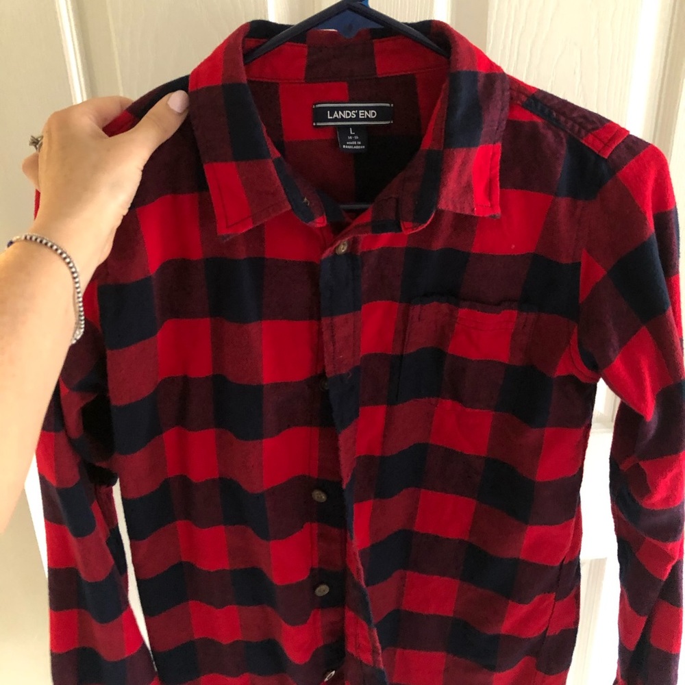 Lands End Boys Buffalo Check Flannel